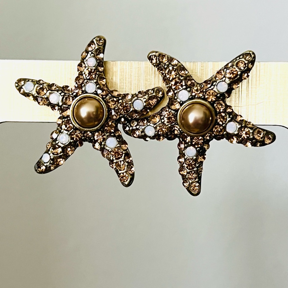 Heidi Daus 🆕 “Star of the Sea” Mink Swarovski Crystals Starfish Earrings